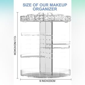 Clear large rotating makeup organizer
